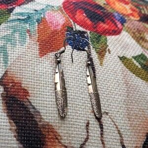 STERLING SILVER FEATHER DANGLE EARRINGS